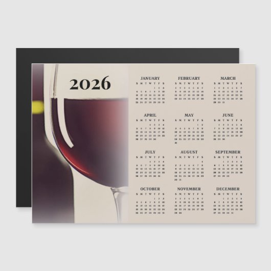 Wine Design 2026 Calendar Magnetic Card (正面/裏面)