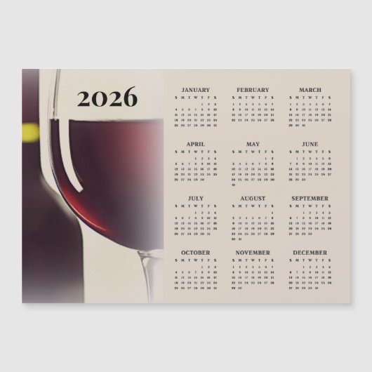 Wine Design 2026 Calendar Magnetic Card (正面)