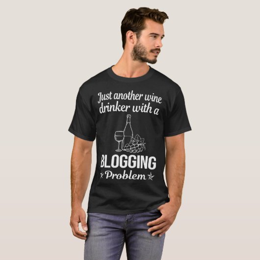 Wine Drinker Bloggingブログブロガー Tシャツ (正面フル)