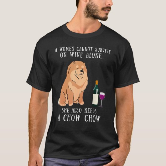 Wine Drinking And Chow Chow Dog  Women Girl Tシャツ (正面)