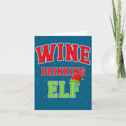 Wine Drinking Elf Christmas Family Matching Group  カード (正面)