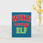 Wine Drinking Elf Christmas Family Matching Group  カード (黄色い花)