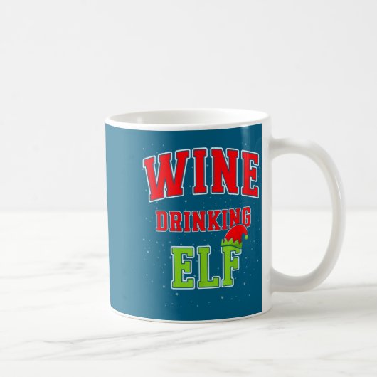 Wine Drinking Elf Christmas Family Matching Group コーヒーマグカップ (右)