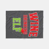 Wine Drinking Elf Christmas Family Matching Group  フリースブランケット (正面(横))