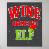 Wine Drinking Elf Christmas Family Matching Group  ポスター (正面)