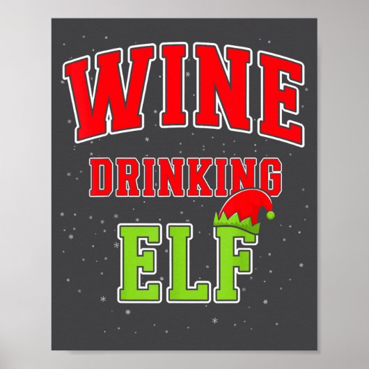 Wine Drinking Elf Christmas Family Matching Group  ポスター (正面)