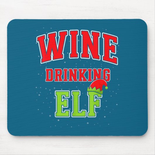 Wine Drinking Elf Christmas Family Matching Group  マウスパッド (正面)