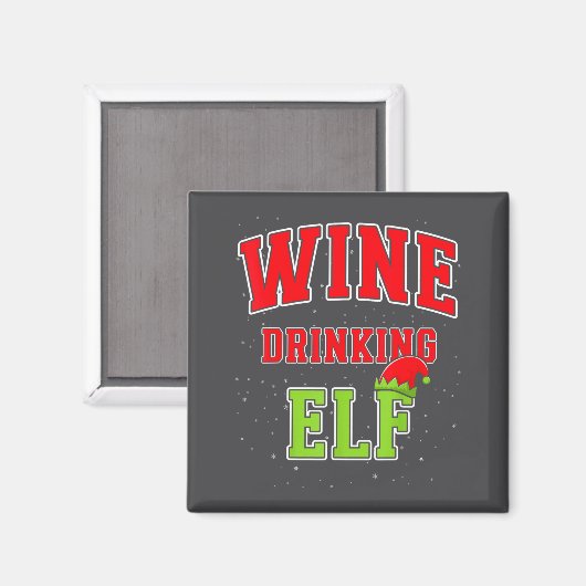 Wine Drinking Elf Christmas Family Matching Group  マグネット (正面/裏面)
