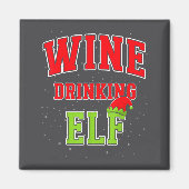 Wine Drinking Elf Christmas Family Matching Group  マグネット (正面)
