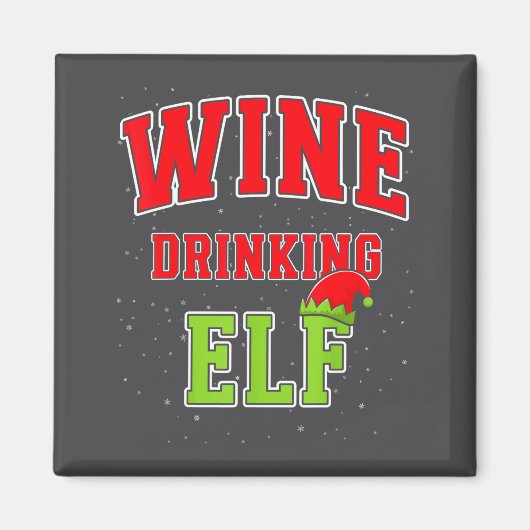 Wine Drinking Elf Christmas Family Matching Group  マグネット (正面)