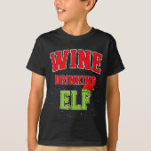 Wine Drinking Elf Christmas Family Matching Group  Tシャツ (正面)