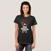 Wine Drinking Gnome Buffalo Plaid Christmas Matchi Tシャツ (正面フル)