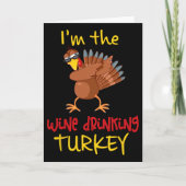 Wine Drinking Turkey Matching Family Thanksgiving  カード (正面)