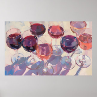 Wine drinks Red Tropical pink wine drink set  ポスター