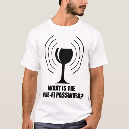 Wine-FiパスワードワおもしろいイングラスWiFi波 Tシャツ (正面)