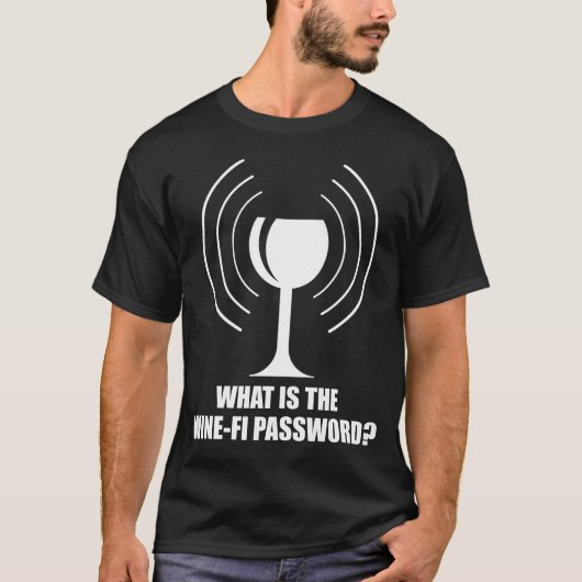 Wine-FiパスワードワおもしろいイングラスWiFi波 Tシャツ (正面)