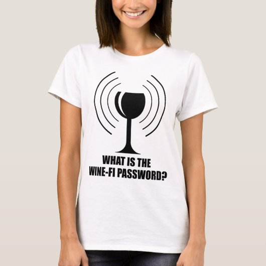 Wine-FiパスワードワおもしろいイングラスWiFi波 Tシャツ (正面)