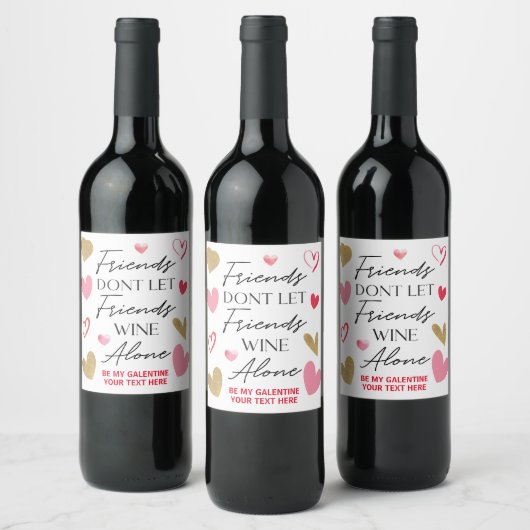 Wine friends Valentine day Wine label ワインラベル (ボトル)
