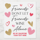 Wine friends Valentine day Wine label ワインラベル (シングルラベル)