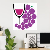Wine Glass And Grapes ポスター (ホームオフィス)