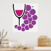 Wine Glass And Grapes ポスター (キッチン)