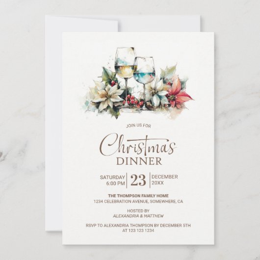 Wine Glass Christmas Dinner 招待状 (正面)
