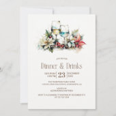 Wine Glass Christmas Dinner and Drinks 招待状 (正面)