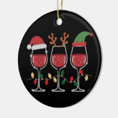 Wine Glass Christmas Lights Xmas Holiday Drinking セラミックオーナメント (左)