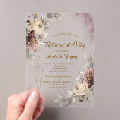  Wine Glass Dark Roses Retirement アクリル招待状 (インサイチュ (ポータブル))