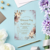  Wine Glass Dark Roses Retirement アクリル招待状 (インサイチュ (ウェディング))