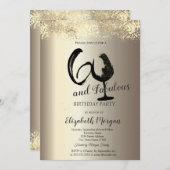 Wine Glass Gold Confetti 60th Birthday 招待状 (正面/裏面)