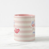 Wine Glass & Heart Pattern – Cute Pastel Love Illu マグカップ (中央)