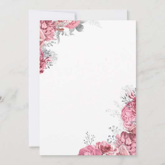  Wine Glass Pink  Roses Bridal Luncheon 招待状 (裏面)