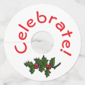 Wine Glass Tag- Holly Leaves and Berries ワイングラスタグ (裏面)