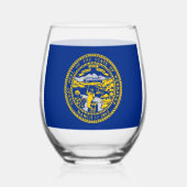 Wine Glass with flag of Nebraska, USA ステムなしワイングラス (正面)