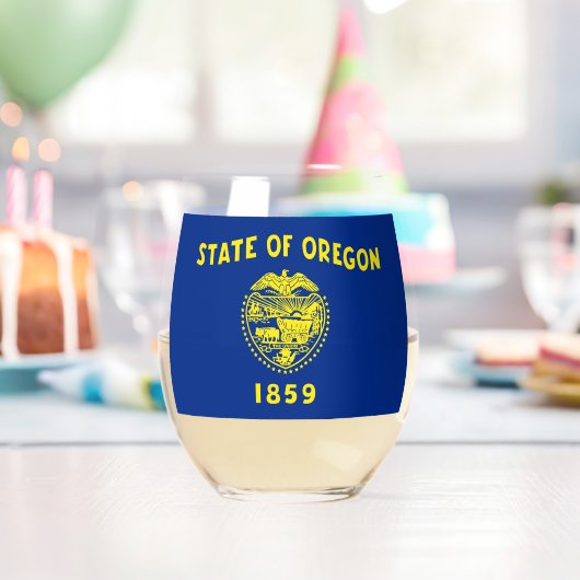 Wine Glass with flag of Oregon, USA ステムなしワイングラス (インサイチュ (バースデー))