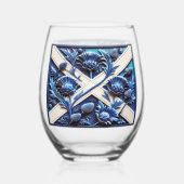 Wine Glass with flag of Scottish Thistles ステムなしワイングラス (正面)