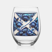 Wine Glass with flag of Scottish Thistles ステムなしワイングラス (裏面)