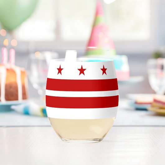 Wine Glass with flag of Washingtond DC, USA ステムなしワイングラス (インサイチュ (バースデー))