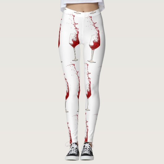 Wine Glasses Splashing Red Wine  Leggings レギンス (正面)