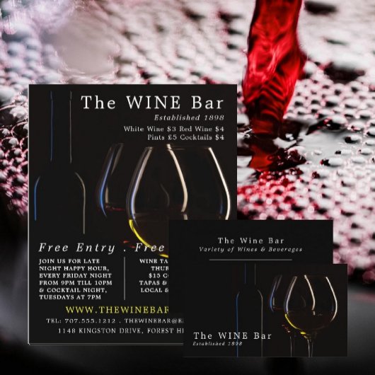 Wine Glasses, Wine Bar/Winery Advertising チラシ