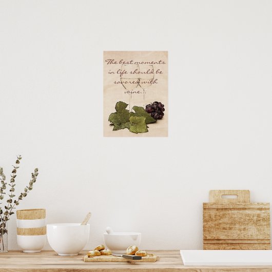 wine glasses with grapes poster ポスター (キッチン)