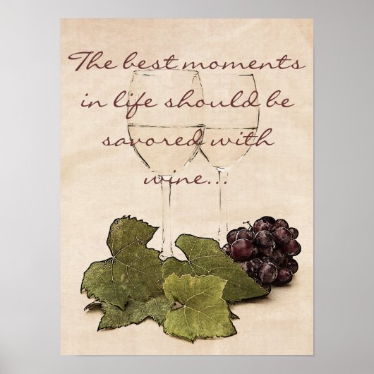 wine glasses with grapes poster ポスター (正面)