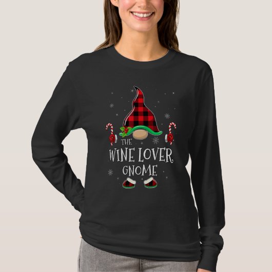 Wine  Gnome Buffalo Plaid Matching Family Christma Tシャツ (正面)