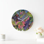 Wine Grape Vineyard Harvest Fall Colors Clock ラージ壁時計 (ホーム)