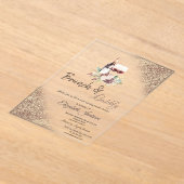 Wine Grapes Glitter Bokeh Brunch & Bubbly  アクリル招待状 (レイダウン)