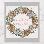 Wine Grapes Personalized Flowers Red White ワインラベル (シングルラベル)