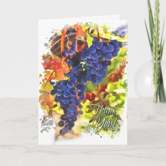 Wine Grapes Pretty Fun Thank You Cards カード (正面)