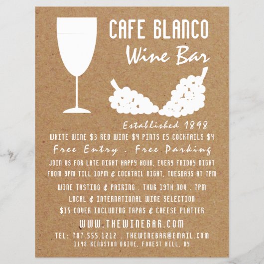 Wine & Grapes, Rustic Wine Bar/Winery Advertising チラシ (正面)