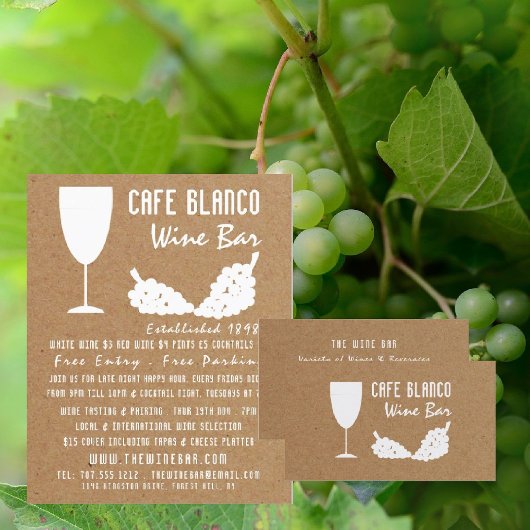 Wine & Grapes, Rustic Wine Bar/Winery Advertising チラシ
